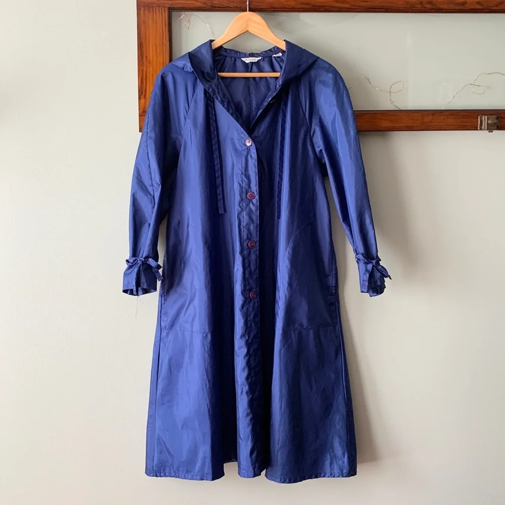 Windbreaker Hooded Long Jacket Vintage Alorna S/M - Picture 4 of 14